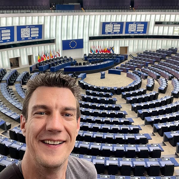 Selfi im Plenarsaal des EU-Parlaments in Straßburg.